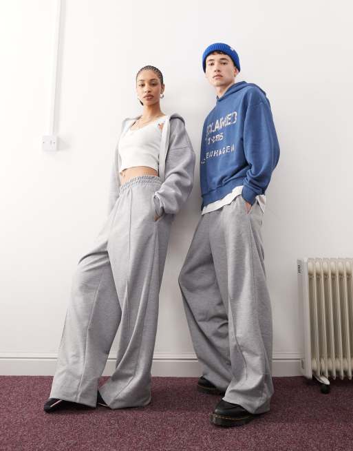 Reclaimed Vintage - Uniseks nette joggingbroek met wijde pijpen in gemêleerd grijs