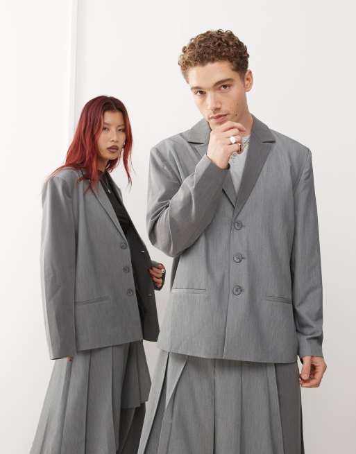 Reclaimed Vintage - Uniseks oversized blazer met contrasterende patchwork