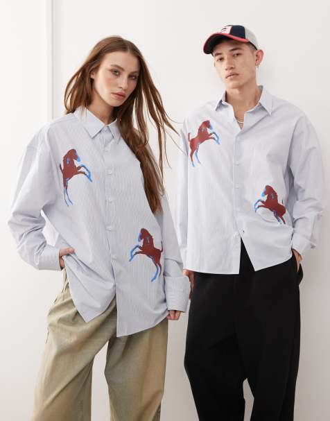Herenoverhemden Casual Witte Geruite Overhemden ASOS