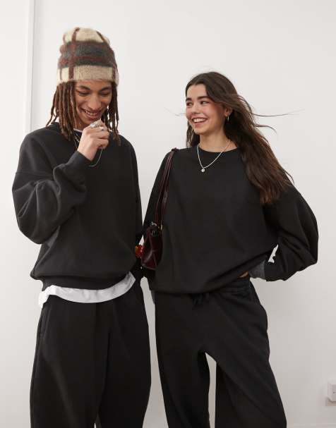 Reclaimed Vintage - Uniseks oversized recht sweatshirt in zwart - view 1
