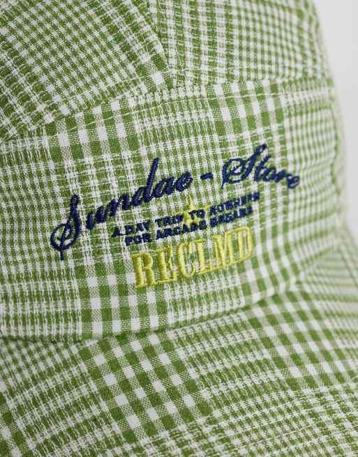 Reclaimed Vintage - Uniseks pet met ijsjes-logo in groene gingham ruit, 2 van 3