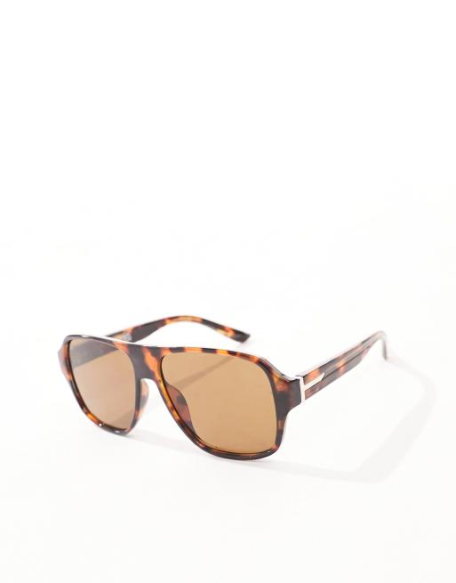 Reclaimed Vintage - Uniseks pilotenzonnebril met bruine glazen, 2 van 4