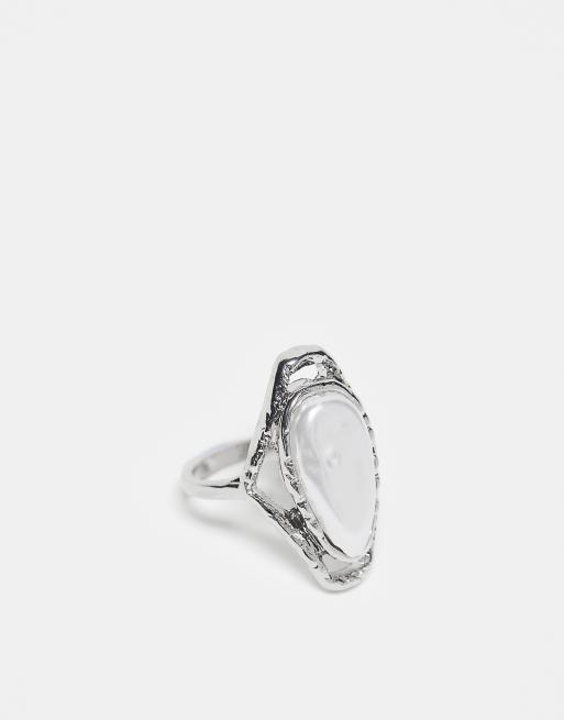Reclaimed Vintage - Uniseks ring met siersteen in zilverkleur