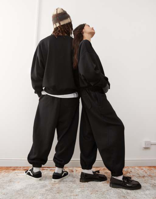 Reclaimed Vintage - Uniseks ruimvallende joggingbroek in zwart , 2 van 4