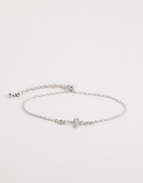 Reclaimed Vintage - Uniseks schakelarmband met kruis in zilver - view 1