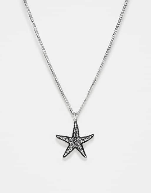 Reclaimed Vintage - Uniseks schakelketting met zeester in zilver