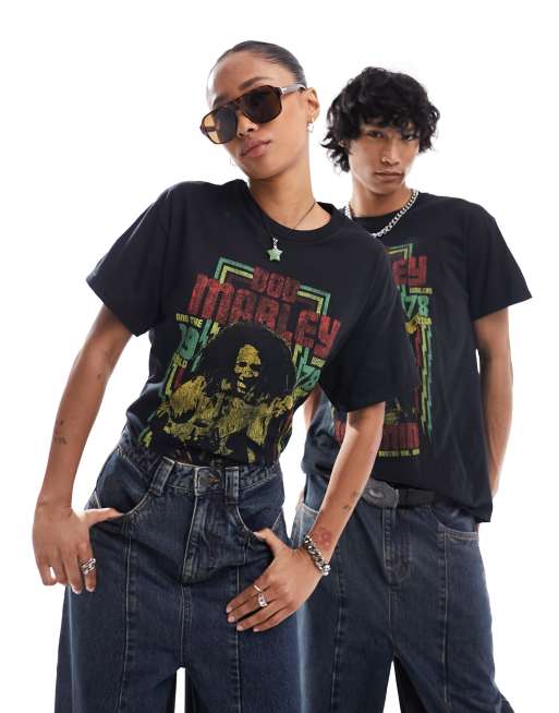 Reclaimed Vintage - Uniseks T-shirt met Bob Marley-print in zwart