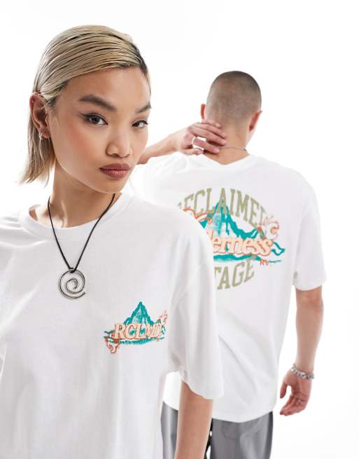 Reclaimed Vintage - Uniseks T-shirt met 'Wilderness'-print in wit