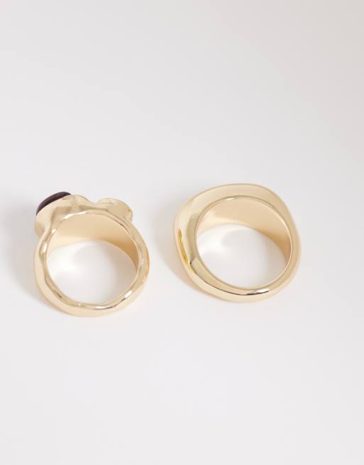 Reclaimed Vintage - Uniseks wikkelring met gesmolten edelsteen in goud, 3 van 3