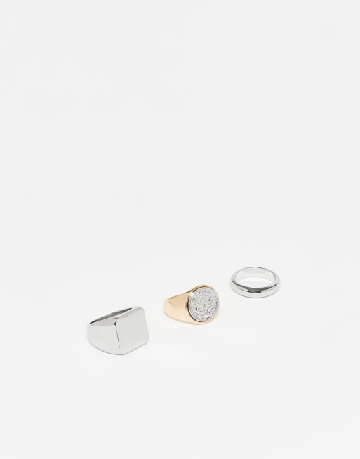 Reclaimed Vintage - Uniseks zegelring multipack in gemengde metalen