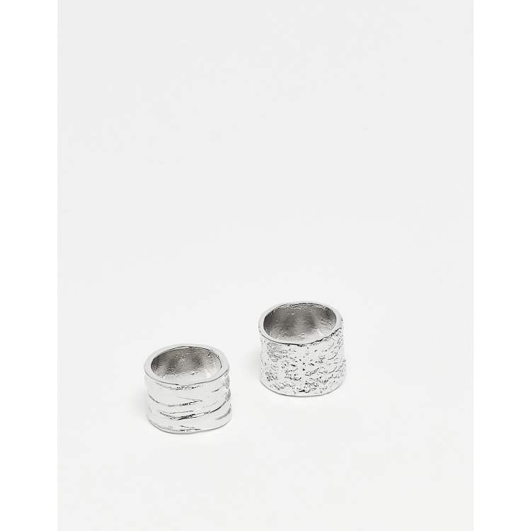 【送料無料ライン/39ショップ】 in rings chunky 2-pack unisex Vintage Reclaimed silver ASOS | アクセサリー