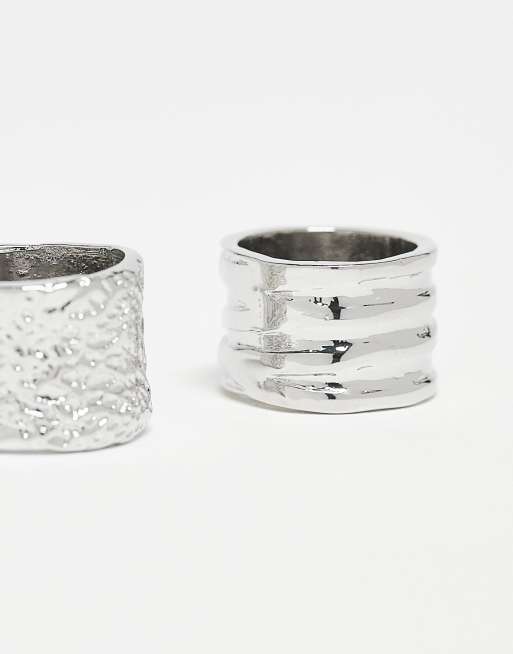 Reclaimed Vintage unisex 2-pack chunky rings in silver
