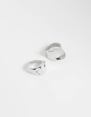 Reclaimed Vintage Unisex 2 Pack Molten Rings In Purple