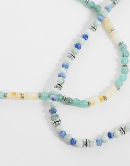 Reclaimed Vintage unisex 2 pack of pearly bead necklaces, 4 of 4