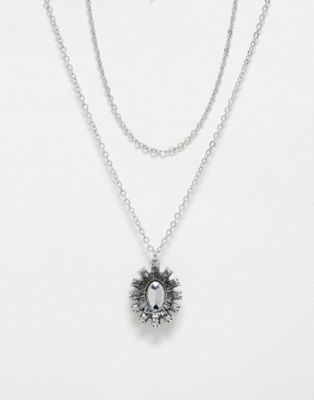 unisex 2 row necklace in burnished silver
