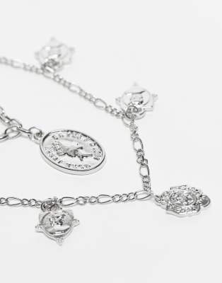 RECLAIMED VINTAGE UNISEX 2 ROW NECKLACE WITH COIN CHARMS 