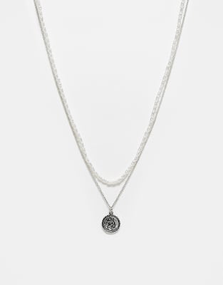 Reclaimed Vintage Unisex 2-row Necklace With Pearl Choker