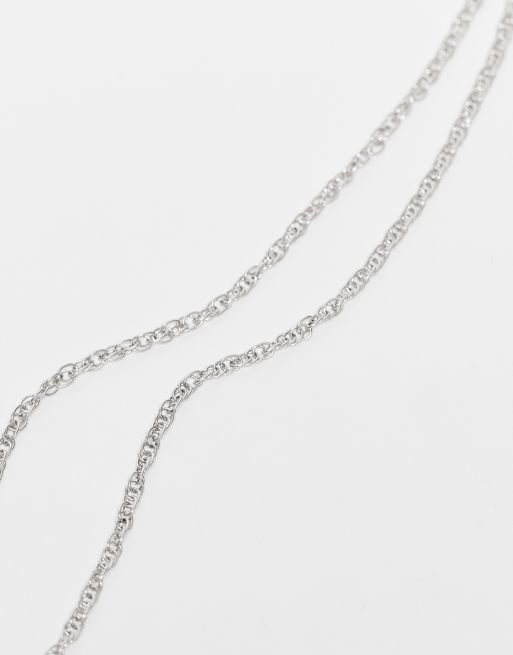 Reclaimed Vintage unisex 2 row necklace with rose cross in silver, 3 of 3