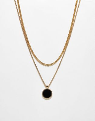 Reclaimed Vintage unisex 2 row pendant necklace in gold - ASOS Price Checker