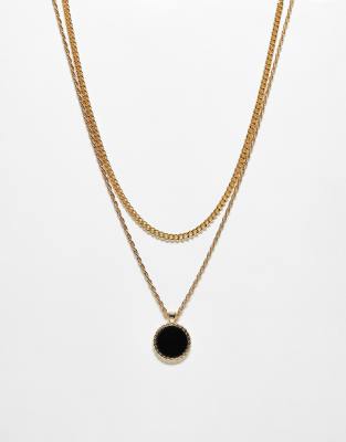 Reclaimed Vintage unisex 2 row pendant necklace in gold - ASOS Price Checker