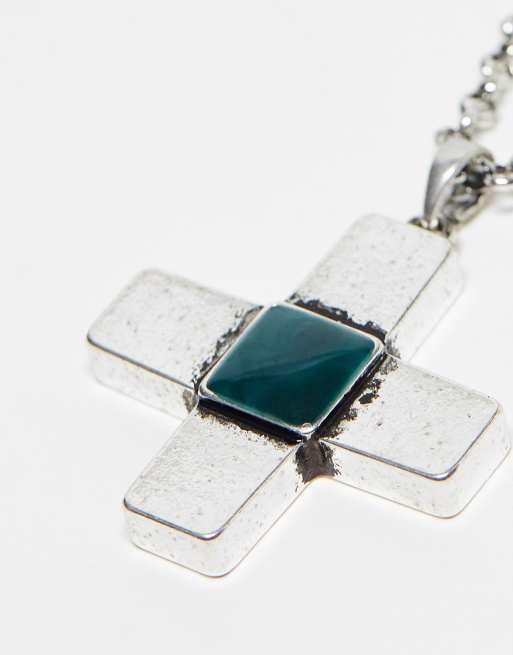 Sterling silver and turquoise cheap cross necklace