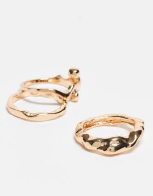 Reclaimed Vintage Unisex 3 Molten Ring Pack