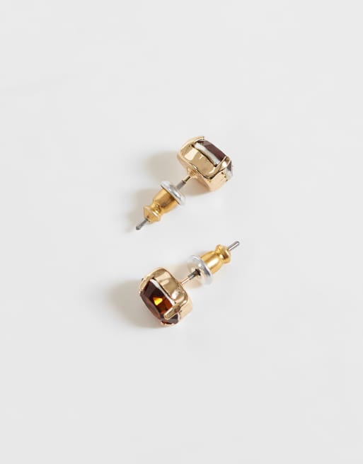 Reclaimed Vintage unisex 3 pack of rhinestone studs in gold, 3 of 3