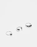 [Reclaimed Vintage] Reclaimed Vintage unisex 3 pack wrap around rings in silver XL/2XL silver