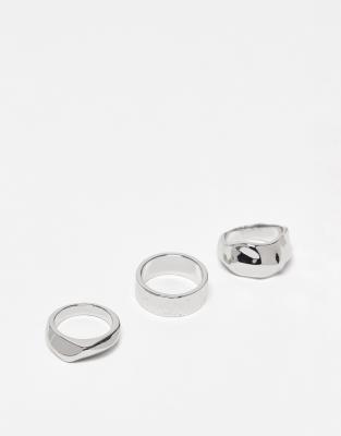 Reclaimed Vintage Unisex 3 Ring Pack In Metallic