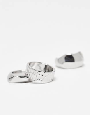 Reclaimed Vintage Unisex 3 Ring Pack In Metallic
