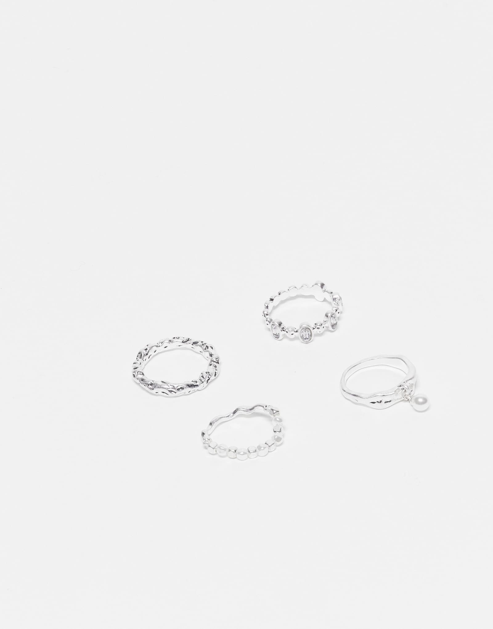 Восстановленные винтажные кольца унисекс из 4-х упаковок с расплавленными драгоценными камнями в тонком профиле