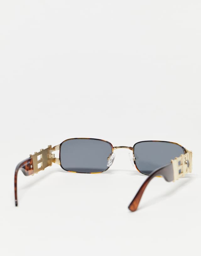 Reclaimed Vintage unisex 90s rectangle sunglasses in tort 0