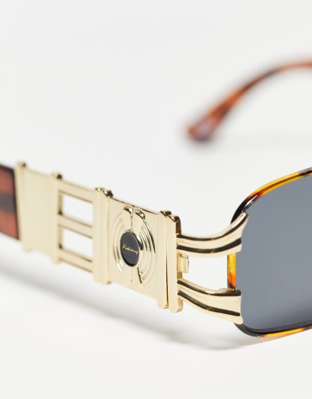 Reclaimed Vintage unisex 90s rectangle sunglasses in tort 1