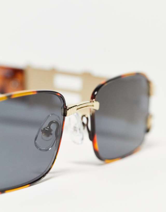 Reclaimed Vintage unisex 90s rectangle sunglasses in tort 2
