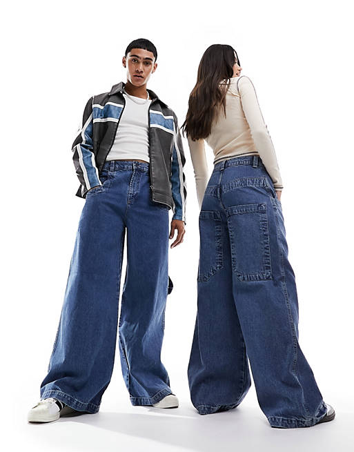 Reclaimed Vintage unisex 90s skate jeans in indigo