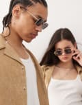 [Reclaimed Vintage] Reclaimed Vintage unisex 90s square wire sunglasses in gold One Size gold