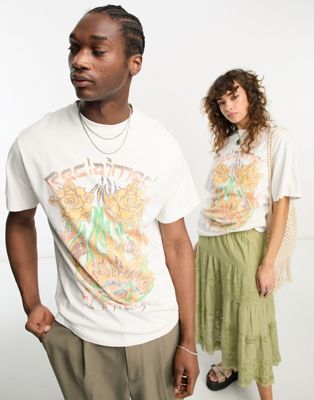 Reclaimed Vintage unisex all over flame t-shirt in white