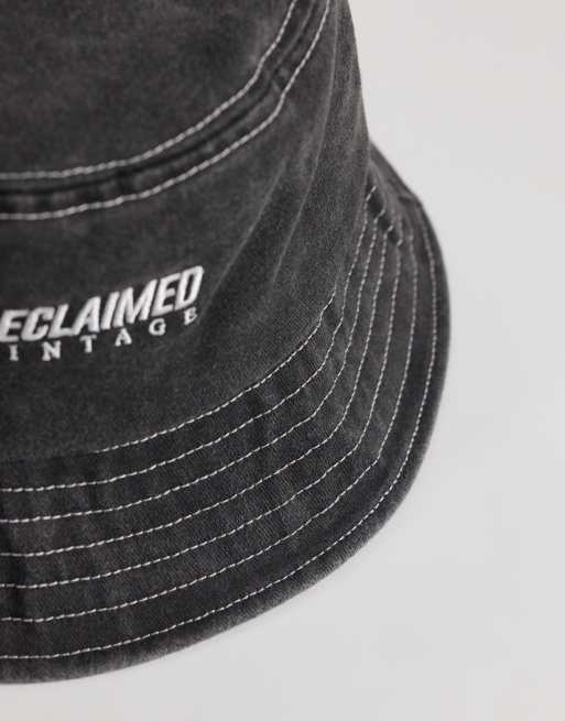 Reclaimed Vintage – Unisex-Anglerhut in Schwarz mit Logo, 3 von 3