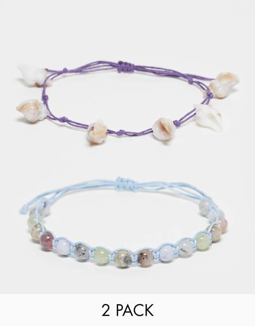 Reclaimed Vintage unisex anklet pack with shells