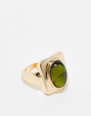 Reclaimed Vintage Reclaimed Vintage unisex antique ring with stone in gold