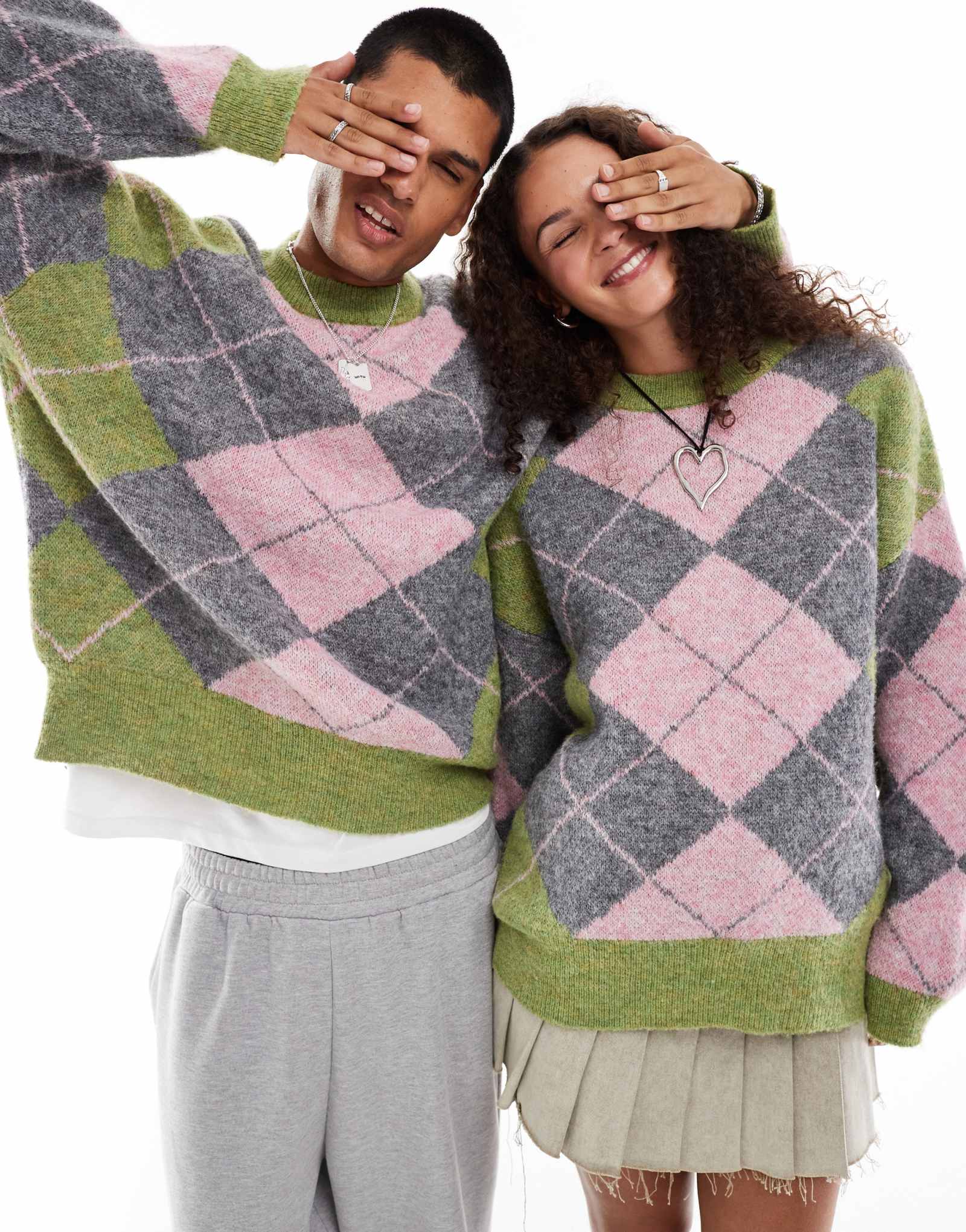 Восстановленный винтажный свитер унисекс argyle из смеси шерсти