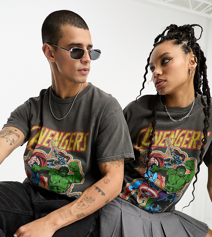 Reclaimed Vintage unisex Avengers licensed t-shirt in charcoal-Gray
