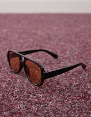 Shop Reclaimed Vintage Unisex Aviator Sunglasses In Black