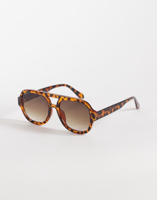 Reclaimed Vintage unisex aviator sunglasses with brown lens in brown tortoiseshell