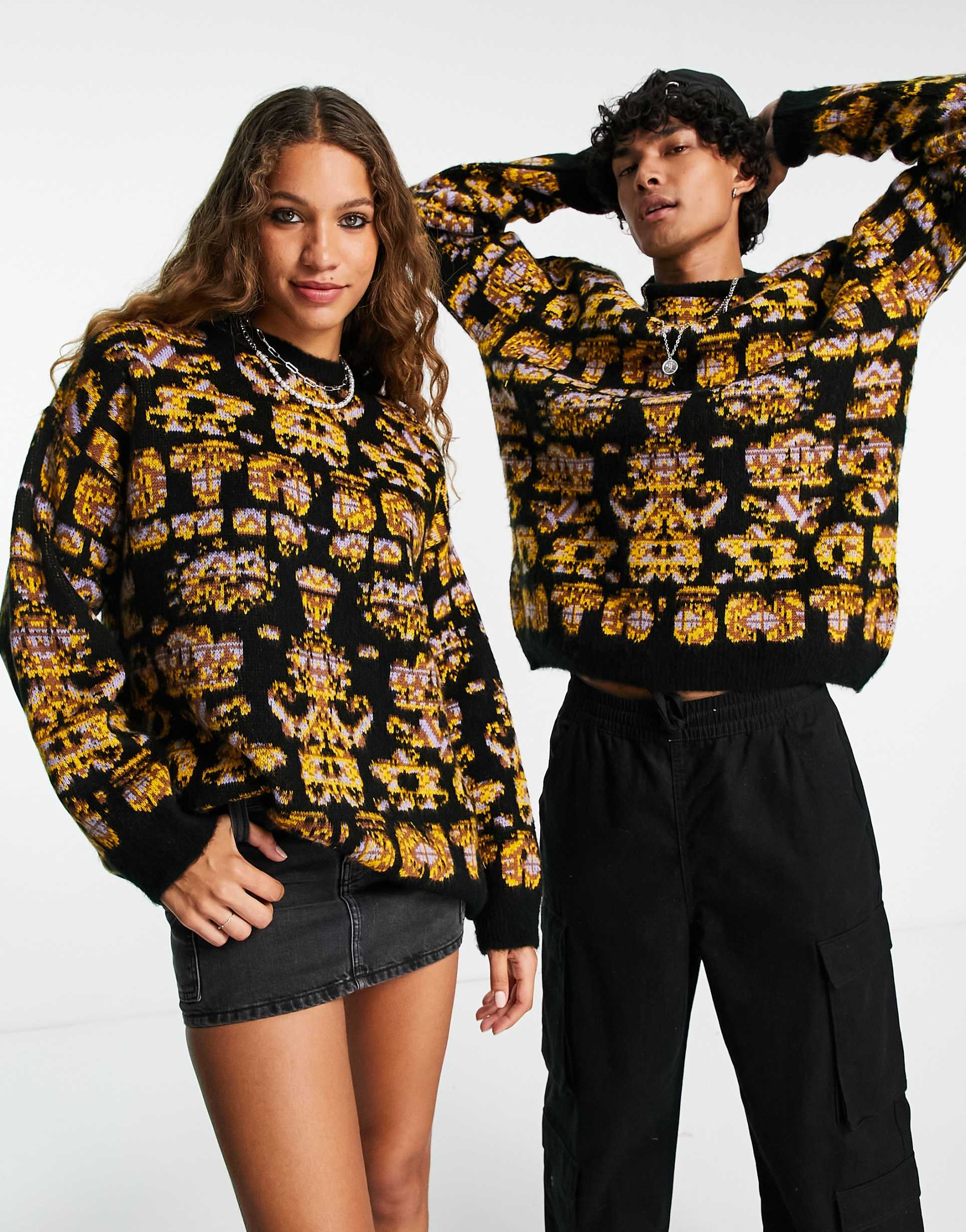Reclaimed Vintage unisex aztec knitted jumper view 2