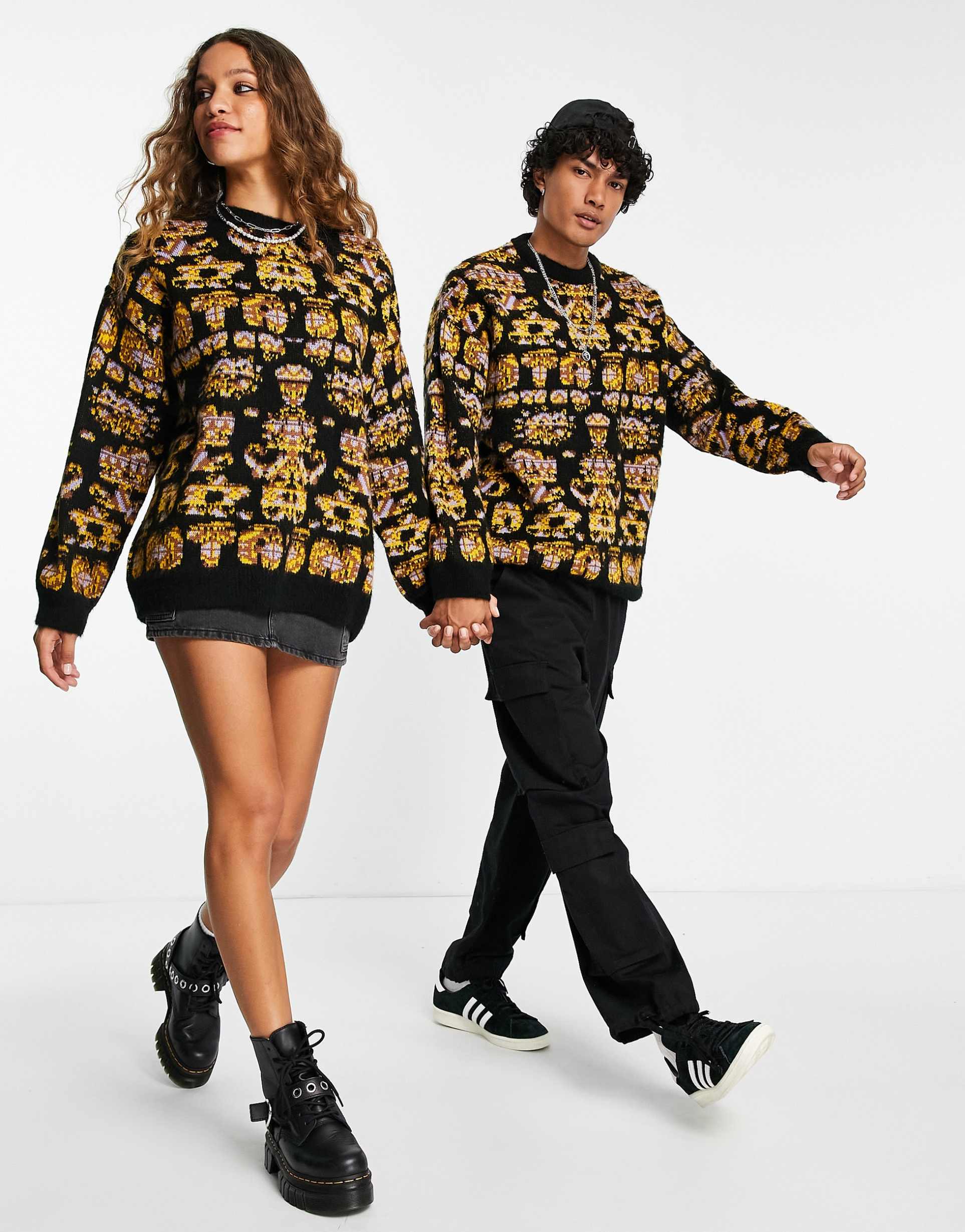 Reclaimed Vintage unisex aztec knitted jumper view 3