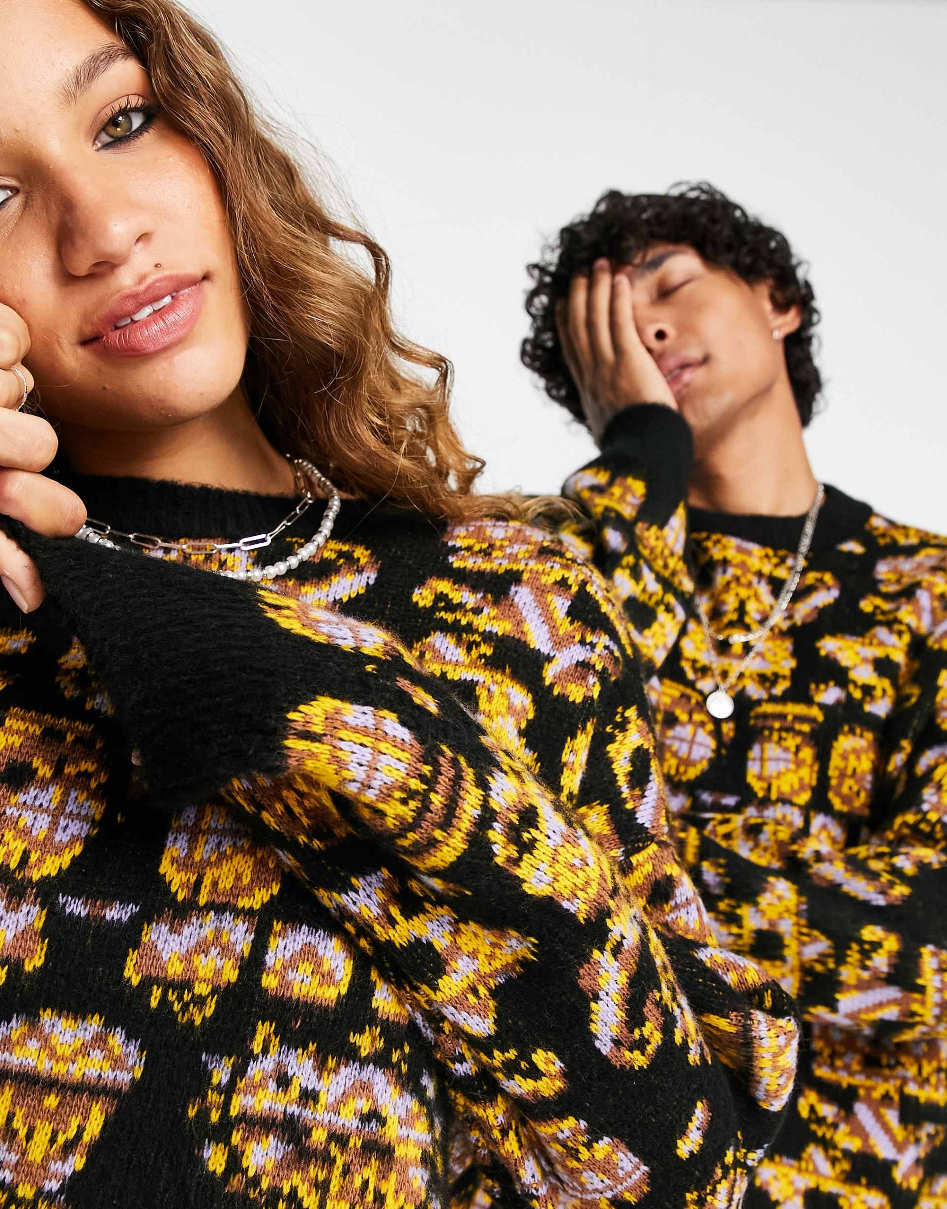 Reclaimed Vintage unisex aztec knitted jumper view 4