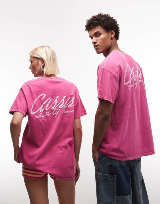 Reclaimed Vintage unisex back graphic oversized t-shirt in raspberry, 3 of 4