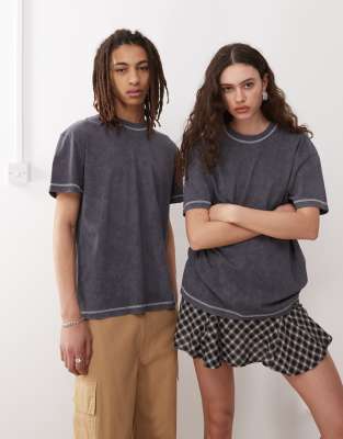 Reclaimed Vintage Unisex Back Graphic Print Oversized T-shirt In Gray