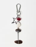 [Reclaimed Vintage] Reclaimed Vintage unisex bag charm and key ring with star and faux stones in silver-Multi One Size Silver